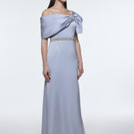 Long Evening Dress with Stone Embroidered Belt Detail - 9294C
