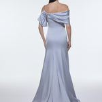 Long Evening Dress with Stone Embroidered Belt Detail - 9294C