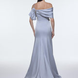 Long Evening Dress with Stone Embroidered Belt Detail - 9294C