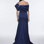 Long Evening Dress with Stone Embroidered Belt Detail - 9294C