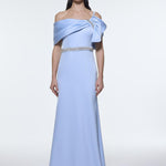 Long Evening Dress with Stone Embroidered Belt Detail - 9294C