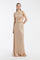 Rhinestone Embroidered Single Sleeve Long Evening Dress - 3025C