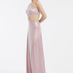 Rhinestone Embroidered Single Sleeve Long Evening Dress - 3025C