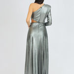 Rhinestone Embroidered Single Sleeve Long Evening Dress - 3025C