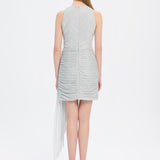 Taşlı Drape Detaylı Mini Abiye Elbise - 9009C