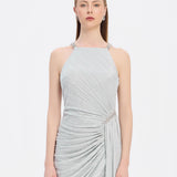 Taşlı Drape Detaylı Mini Abiye Elbise - 9009C