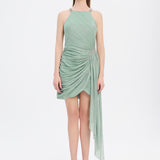 Taşlı Drape Detaylı Mini Abiye Elbise - 9009C
