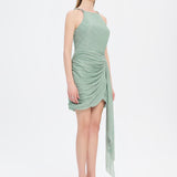 Taşlı Drape Detaylı Mini Abiye Elbise - 9009C