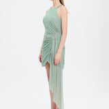 Taşlı Drape Detaylı Mini Abiye Elbise - 9009C
