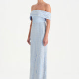 Taş İşlemeli Düşük Omuzlu Straplez Abiye Elbise - 26055C