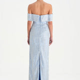 Taş İşlemeli Düşük Omuzlu Straplez Abiye Elbise - 26055C