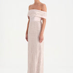 Taş İşlemeli Düşük Omuzlu Straplez Abiye Elbise - 26055C