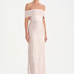 Taş İşlemeli Düşük Omuzlu Straplez Abiye Elbise - 26055C