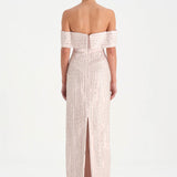 Taş İşlemeli Düşük Omuzlu Straplez Abiye Elbise - 26055C