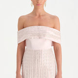 Taş İşlemeli Düşük Omuzlu Straplez Abiye Elbise - 26055C