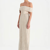 Taş İşlemeli Düşük Omuzlu Straplez Abiye Elbise - 26055C