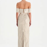 Taş İşlemeli Düşük Omuzlu Straplez Abiye Elbise - 26055C