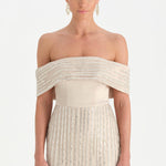 Taş İşlemeli Düşük Omuzlu Straplez Abiye Elbise - 26055C