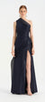 Tek Omuzlu Yanı Drapeli Abiye Elbise - 26003C - LACİVERT