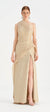 Tek Omuzlu Yanı Drapeli Abiye Elbise - 26003C - BEJ