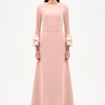 Chic Evening Dress with Belt and Covered Sleeves - 26171C