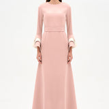 Chic Evening Dress with Belt and Covered Sleeves - 26171C