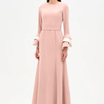 Chic Evening Dress with Belt and Covered Sleeves - 26171C