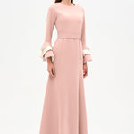 Chic Evening Dress with Belt and Covered Sleeves - 26171C
