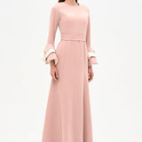 Chic Evening Dress with Belt and Covered Sleeves - 26171C