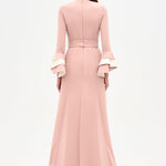 Chic Evening Dress with Belt and Covered Sleeves - 26171C