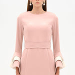 Chic Evening Dress with Belt and Covered Sleeves - 26171C