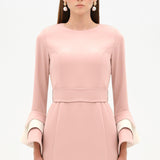 Chic Evening Dress with Belt and Covered Sleeves - 26171C