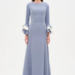 Chic Evening Dress with Belt and Covered Sleeves - 26171C