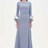 Chic Evening Dress with Belt and Covered Sleeves - 26171C