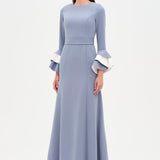 Chic Evening Dress with Belt and Covered Sleeves - 26171C