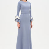 Chic Evening Dress with Belt and Covered Sleeves - 26171C