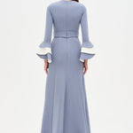 Chic Evening Dress with Belt and Covered Sleeves - 26171C