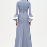 Chic Evening Dress with Belt and Covered Sleeves - 26171C