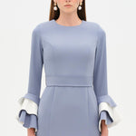 Chic Evening Dress with Belt and Covered Sleeves - 26171C
