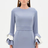 Chic Evening Dress with Belt and Covered Sleeves - 26171C
