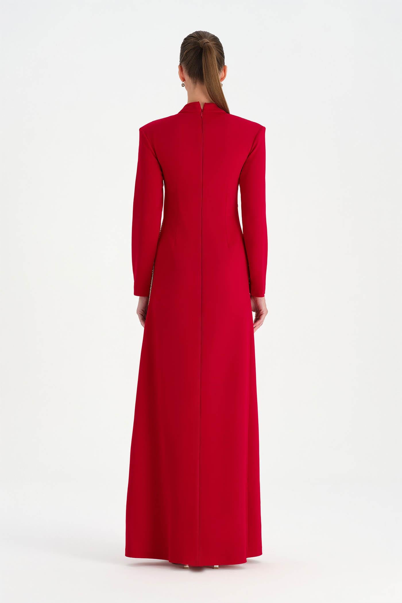 Taş İşlemeli Tesettür Abiye Elbise - 26186C