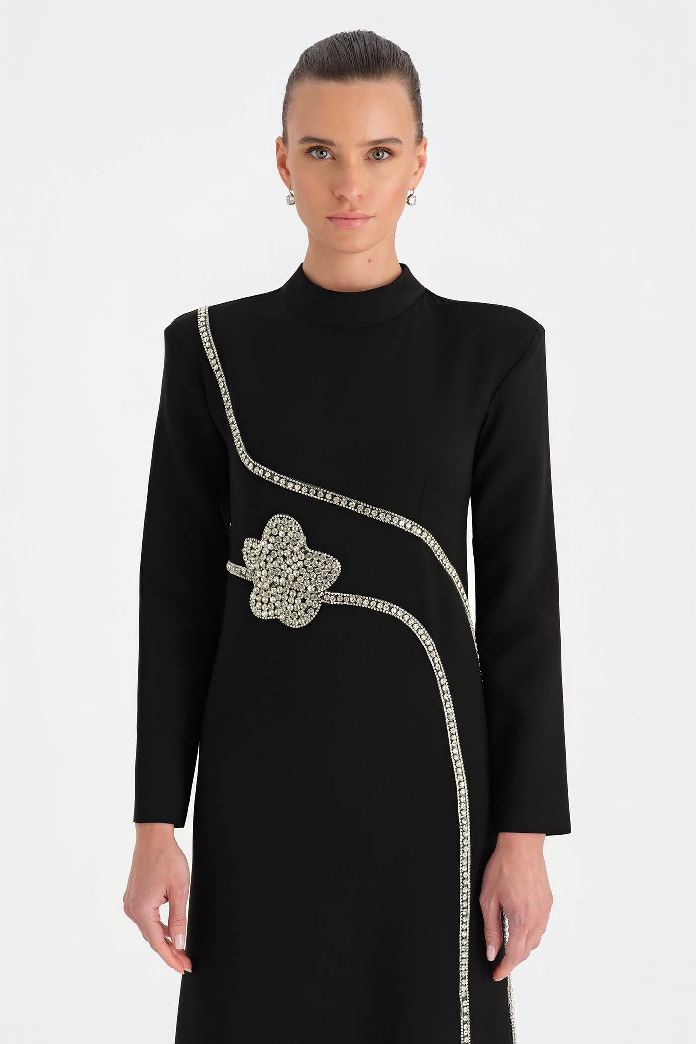 Taş İşlemeli Tesettür Abiye Elbise - 26186C