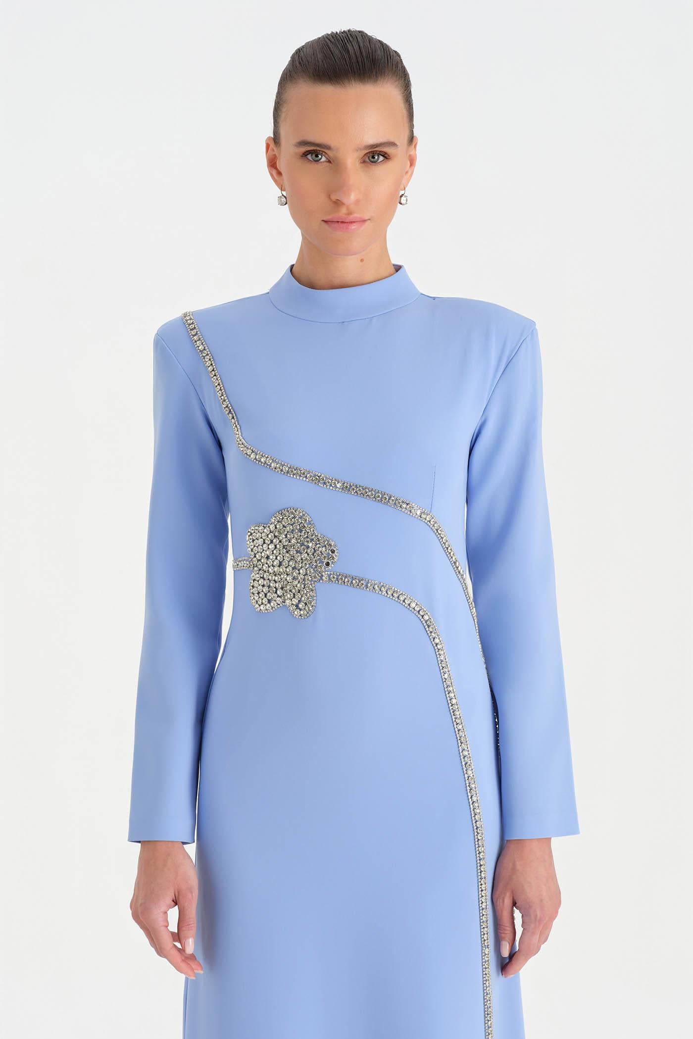 Taş İşlemeli Tesettür Abiye Elbise - 26186C