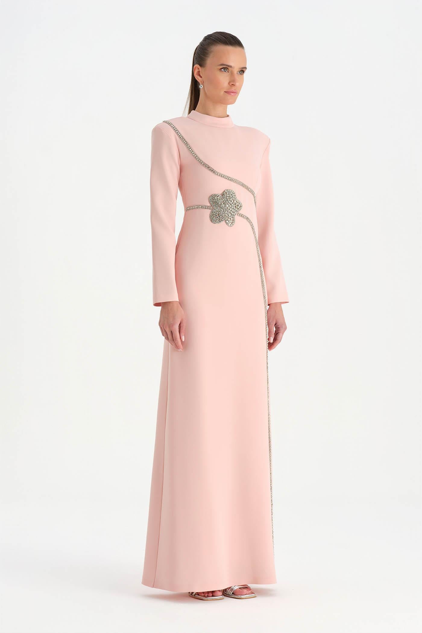 Taş İşlemeli Tesettür Abiye Elbise - 26186C