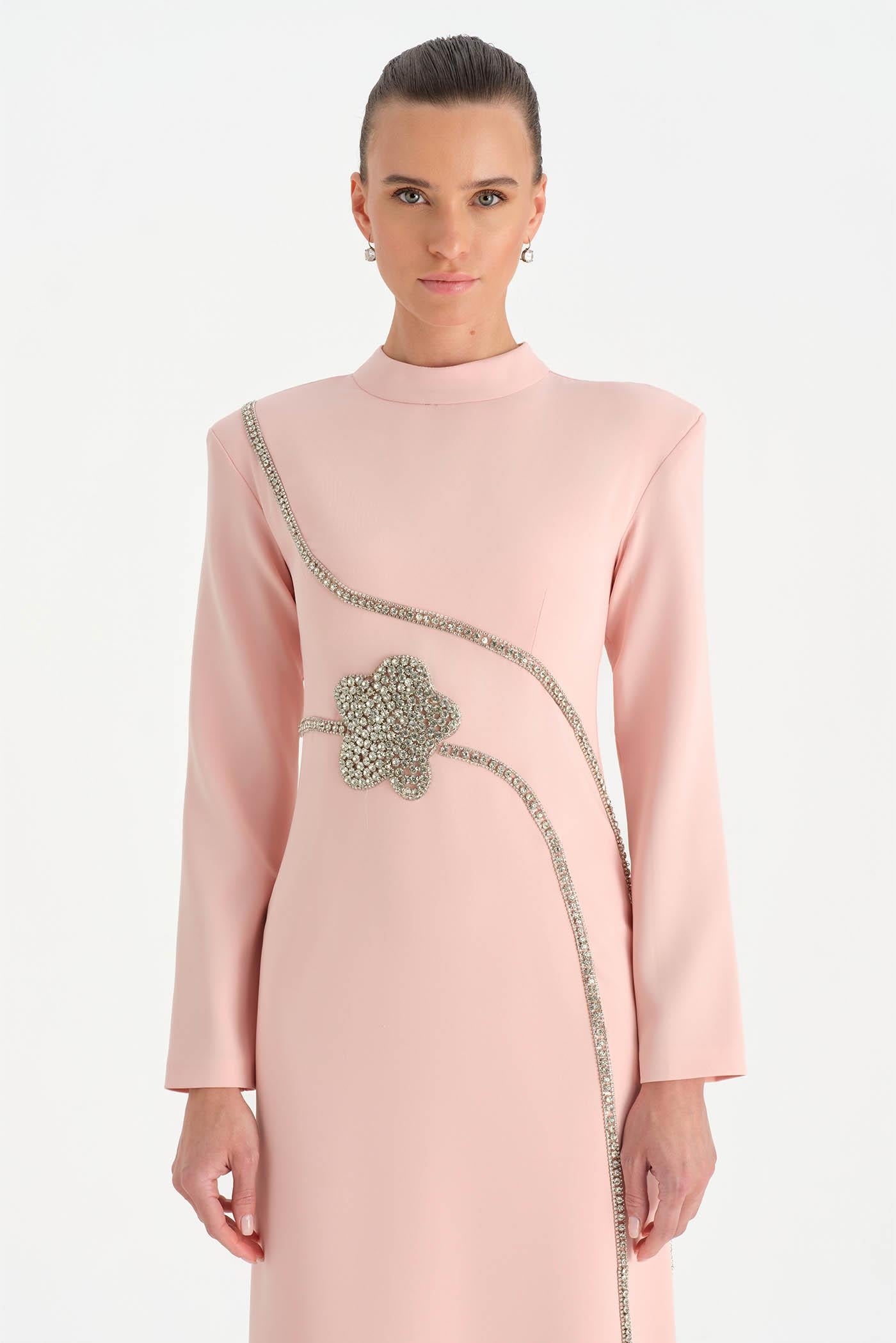 Taş İşlemeli Tesettür Abiye Elbise - 26186C