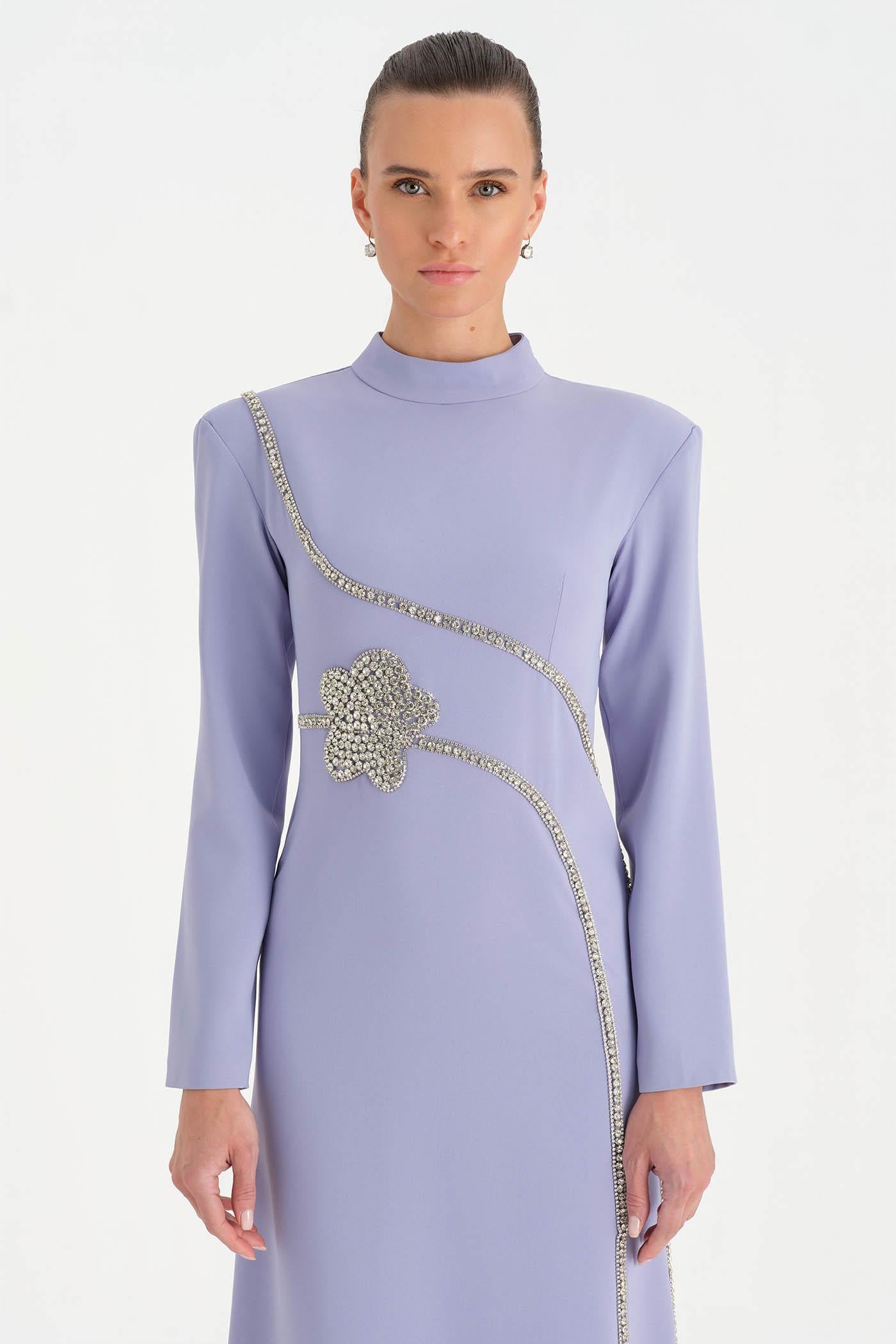 Taş İşlemeli Tesettür Abiye Elbise - 26186C