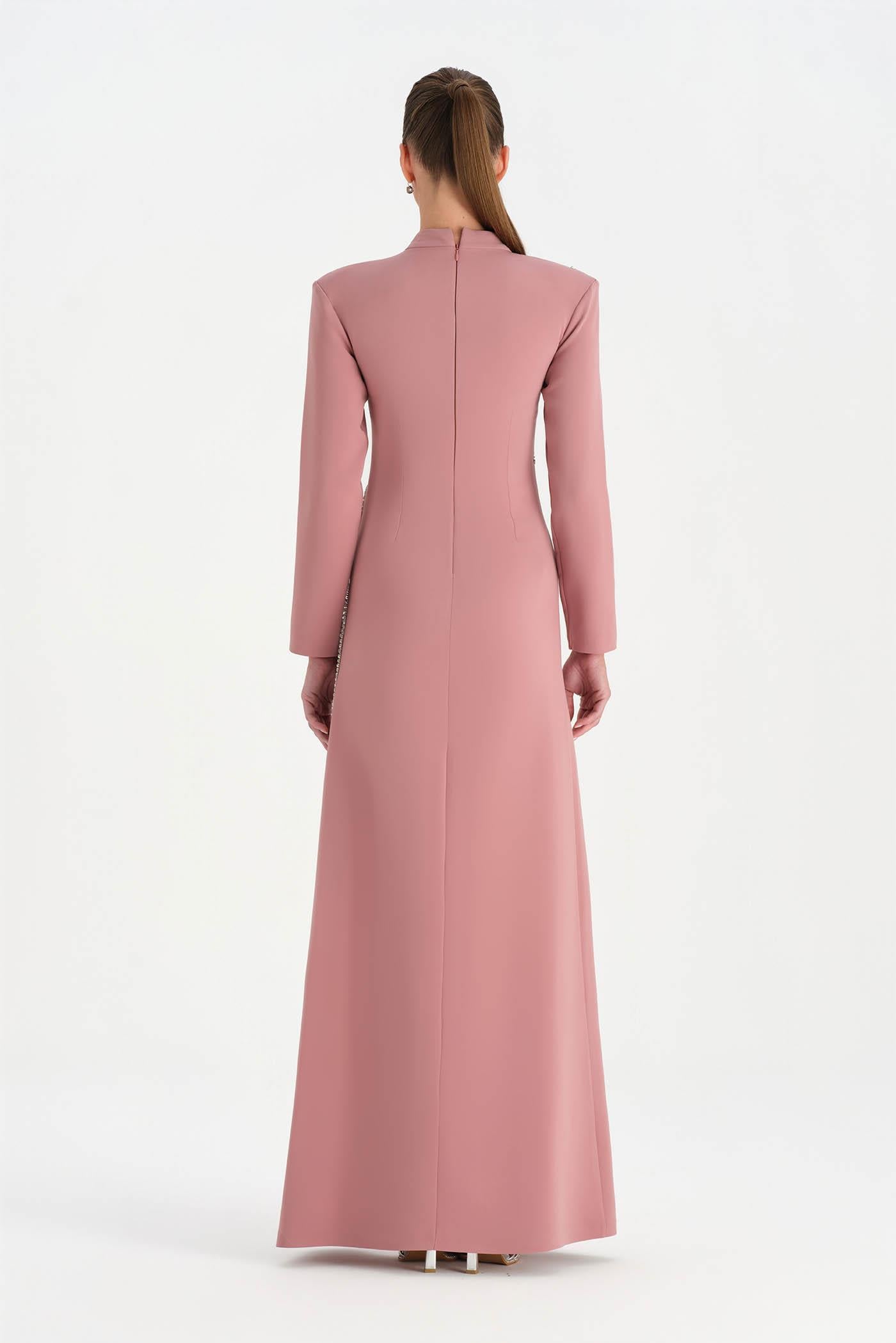 Taş İşlemeli Tesettür Abiye Elbise - 26186C