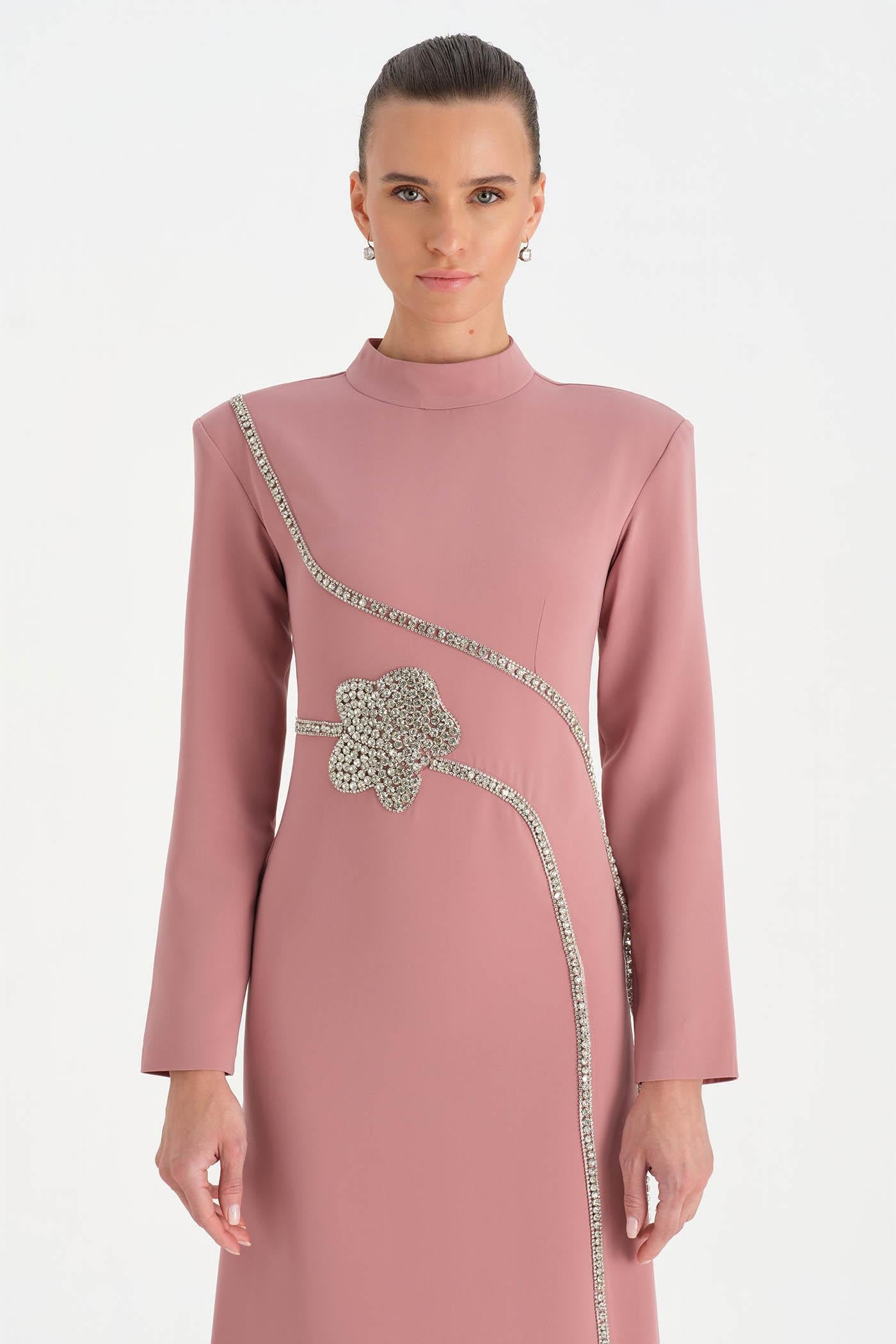 Taş İşlemeli Tesettür Abiye Elbise - 26186C