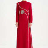 Stone Embroidered Hijab Evening Dress - 26186C