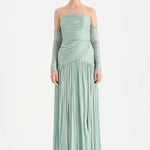 Uzun Kol Starplez Yaka Detaylı Pilise Abiye Elbise - 26091C - MİNT